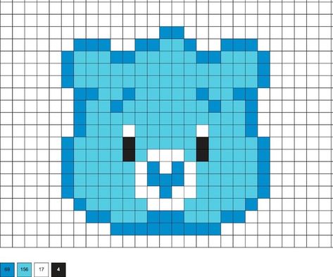 Perler Bead Care Bear, Perler Care Bear, Care Bear Pixel Art Grid, Cute Bead Art, Perler Bead Patterns Care Bears, Perler Bead Care Bears, Carebear Perler Bead Patterns, Care Bear Perler Beads Pattern, Gummy Bear Perler Beads