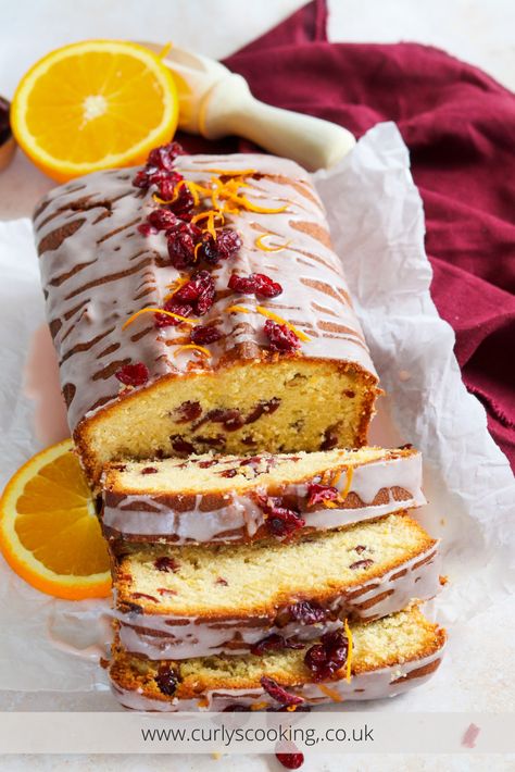 This Orange & Cranberry Loaf Cake has the delicious flavours of Winter in the form of a moist cake topped with a tasty drizzle. It is perfect for any gathering, especially over the Christmas period. Loaf Christmas Cake, Loaf Cake Christmas, Autumn Loaf Cake, Loaf Cake Flavours, Christmas Cake Loaf, Christmas Loafs, Christmas Loaf Cakes, Cranberry Loaf Cake, Orange Cranberry Loaf