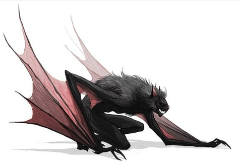 Werebat Arte Zombie, Cool Monsters, Vampire Art, Fantasy Beasts, Vampire Bat, Monster Concept Art, Creature Drawings, Fantasy Monster, Fantasy Creatures Art