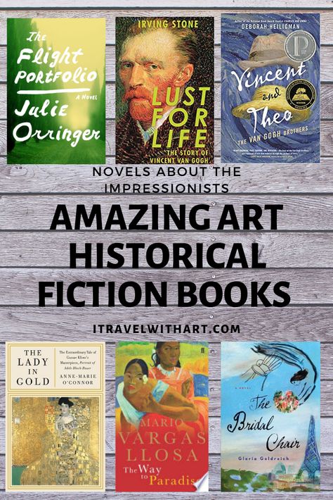 For art lovers who also love reading, I have compiled a list of the BEST art historical fictino books about the modern artists & in particular the French Impressionists and post-impressionists. These novels will transport you into 19th & 20th century France. Monet, Picasso, Van Gogh, Gauguin, Chagall, Toulouse-Lautrec & their famous paintings will all come alive while you read. Press on the link for the list  #itravelwithart #historicalfiction #booksworthreading #bookworm #bookstoread Books On Art History, Books About Artists, Books About Art History, Art History Books, Best Art Books, Historical Fiction Novels, Famous Novels, Art And Literature, Historical Fiction Books