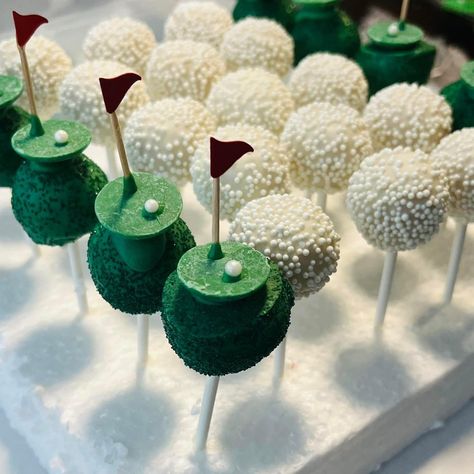 Golf Party Dessert Table, Golf Cake Balls, Golf Ball Cake Pops, Tuscan Party, Golf Cake Pops, Golf Ball Cake, Golf Themed Cakes, Golf Cupcakes, Fruit Charcuterie