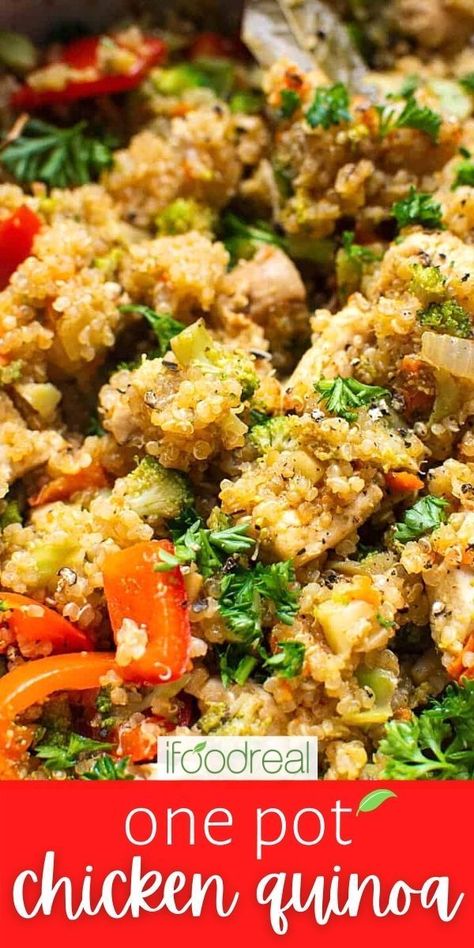 Quinoa With Chicken Recipes, Chicken Broccoli Quinoa Bowl, Quinoa And Chicken Recipes Easy, Instant Pot Chicken And Quinoa Recipes, Chicken And Quinoa Instant Pot, One Pot Chicken And Quinoa, Quinoa One Pot Meals, Quinoa Recipes With Chicken, One Pot Quinoa Recipes