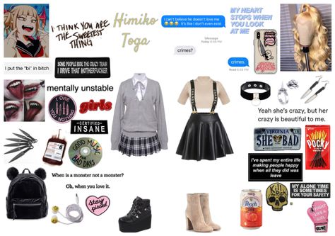 Toga Inspired Outfits, Mha Inspired Outfits, Anime Bounding, Mha Outfits, Toga Outfit, Toga Mha, Halloween Makeup Diy Easy, Comic Con Outfits, Diy Crop Top