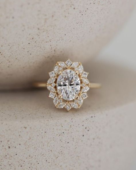 Engagement Rings Olive Ave, Antique Vintage Engagement Rings, Oval Cut Halo Engagement Ring, Olive Ave Engagement Rings, Antique Oval Engagement Rings, Edwardian Engagement Ring Gold, Vintage Halo Engagement Rings, Oval Engagement Ring With Wedding Band, Oval Vintage Engagement Ring