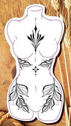 Japanese Tattoo Black And Grey Full Back, Body Tattoo Ideas Female, Blumttt Tattoo, Free Spirited Tattoos Ideas, Body Symmetry Tattoo, Simple Back Piece Tattoo, Female Abdomen Tattoo, Tattoo Ideas Fantasy Art, Midsection Tattoo