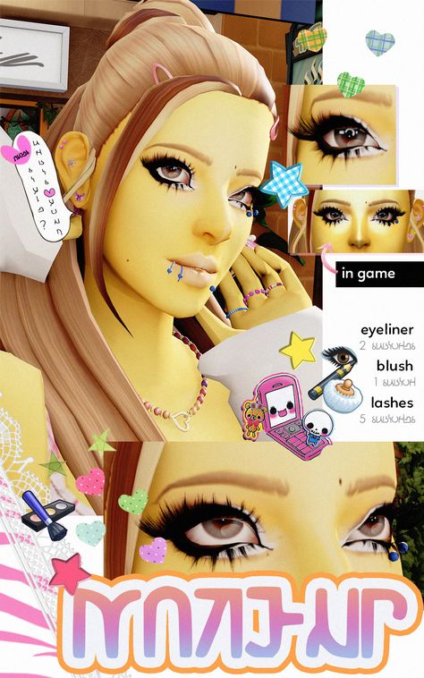 Sims 4 Anime Makeup, Sims 4 Gyaru Cc Maxis Match, Makeup Mods Sims 4, Sims 4 Gyaru Cc Hair, Sims 4 Mods Anime, Gyaru Makeup Sims 4 Cc, Sims 4 Gyaru Clothes, Sims 4 Douyin Makeup Cc, Sims 4 Cc Full Face Makeup