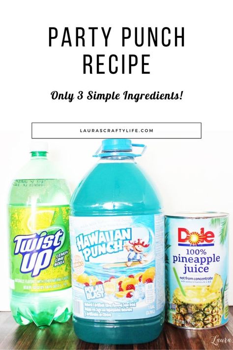 Party Punch Recipe. Make this delicious non-alcoholic party punch drink. With only three simple ingredients, it will disappear right before your eyes, it is so good! Use any flavor of Hawaiian punch to match the color theme of your party. Hunch Punch Recipe Easy, Ocean Water Punch For Kids, Punch With Hawaiian Punch And Sprite, Blue Hawaiian Punch Recipe Non Alcoholic, Mermaid Party Drinks, Teal Foods For Party, Blue Hawaiian Drink Recipe Non Alcoholic, Green Punch For Baby Shower Recipe, Blue Drinks Non Alcoholic Punch