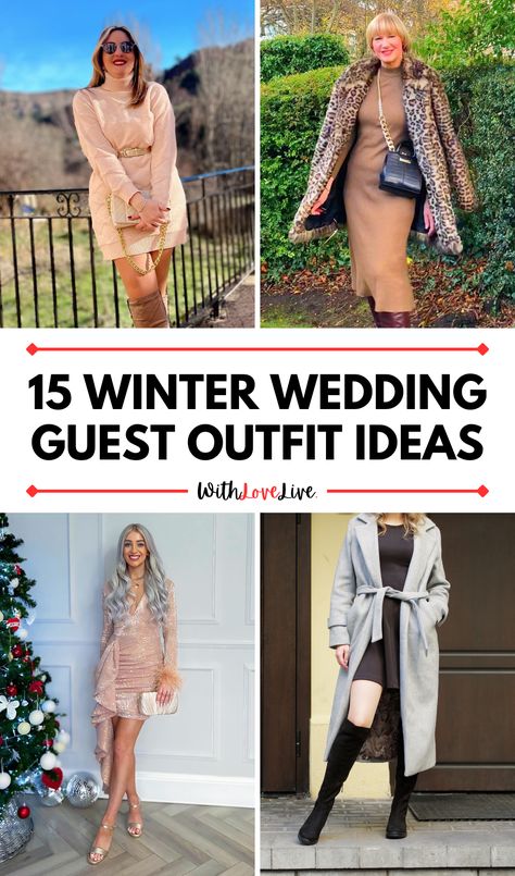 💫 Searching for winter wedding guest outfits? Look no further! Our guide highlights trendy and cozy options that will keep you stylish all night long. Whether it's a formal event or a more relaxed gathering, we have ideas for you. 🌟 Save this pin for easy access to outfit inspiration! Wedding Guest Dress In December, Wedding Couple Outfits Guest, Semi Formal Winter Wedding Attire, Winter Wedding Guest Attire, Winter Wedding Guest Outfits, Semi Formal Wedding Attire, Winter Wedding Guest Outfit, Colorado Winter Wedding, Cocktail Wedding Attire