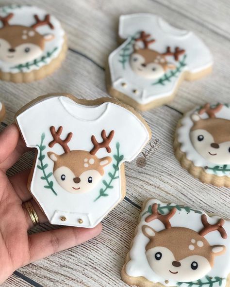 Deer Baby Shower Theme, Buck Or Doe Gender Reveal Cookies, Oh Deer Baby Shower Ideas, Oh Deer Cookies, Deer Cookies Decorated, Deer Cookies, Oh Deer Baby Shower Boy, Deer Baby Shower Boy, Baby Shower Biscuits