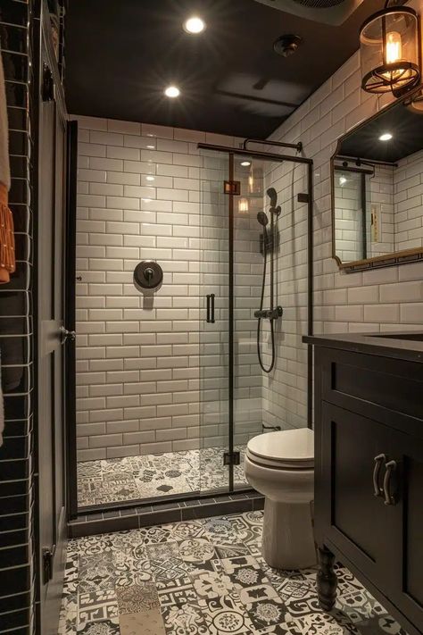 29 Stylish Small Bathroom Ideas To Upgrade Your Home - Courtneys World Wetroom Ideas Small Wet Rooms, Bathroom With Shower Only, Small Bathroom Renovation Ideas, Shower Accent Wall, Very Small Bathroom Ideas, Basement Bathroom Ideas, Basement Bathrooms, Bathroom Shower Ideas, Small Bathroom Styles