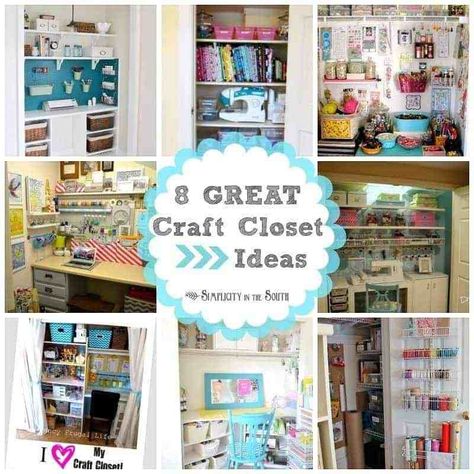 Closets Organization Ideas, Craft Closet Ideas, Craft Room Closet Organization, Craft Closet Organization Ideas, Room Closet Organization, Craft Storage Closet, Closet Office Organization, Sewing Closet, Craft Room Closet