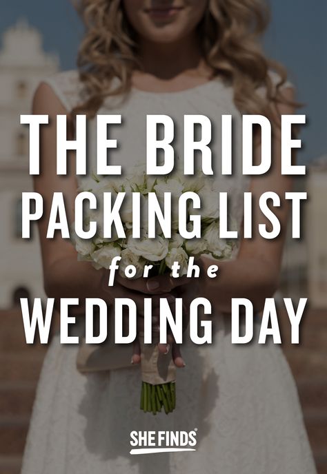 The Bride Packing List For The Day Of Wedding Bride Packing List, Wedding Schemes, Night Before Wedding, Wedding Day Checklist, Brides Room, Heart Wedding Rings, Cheap Wedding Flowers, Wedding Hairstyles Bride, 2016 Wedding