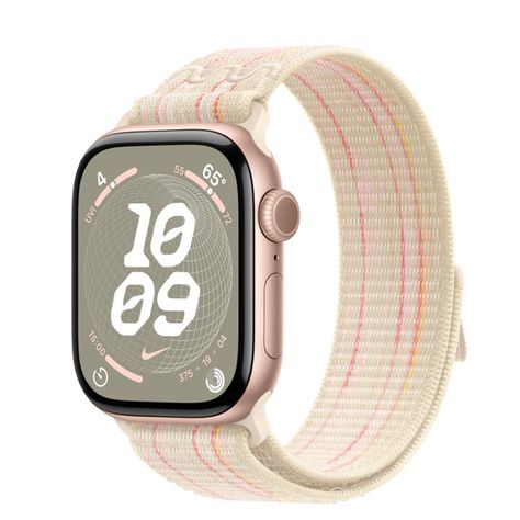 Apple Watch Series 10 GPS, 42mm Rose Gold Aluminum Case with Starlight/Pink Nike Sport Loop  http://www.apple.com/shop/product/Z0YQ?option.watch_cases=MWWY3LW/A&option.watch_bands=MYJC3AM/A&preSelect=true Apple Watch Series 10 Rose Gold, Nike Apple Watch, Apple Watch Nike, Watch Cases, Apple Watch Sport, Pink Nike, Pink Nikes, Nike Sports, Apple Watch Series