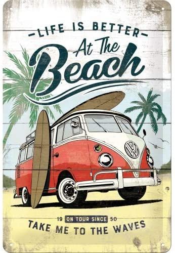 Nostalgic-Art Retro Tin Sign – Volkswagen Bulli T1 – Beach – VW Bus Gift idea, 20 x 30 cm, Metal Plaque Deco Surf, Retro Surf Art, Poster Vintage Retro, Vw Art, Retro Tin Signs, Retro Surf, Retro Kunst, Nostalgic Art, Volkswagen Bus