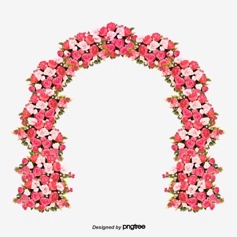 Flower Door, Flowers Arch, Background For Wedding, Flower Gate, Flower Arch Drawing, Flower Arch, Wedding Gate Decoration Floral Arch, Flower Arch Illustration, Pink Floral Arch