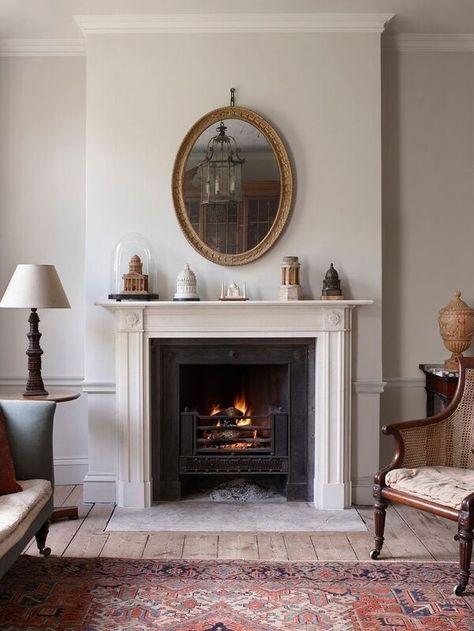 Original Fireplace, Georgian Fireplaces, Georgian Interiors, Cosy Living, Antique Fireplace, Mirror On The Wall, New Catalogue, English Country House, Plywood Furniture