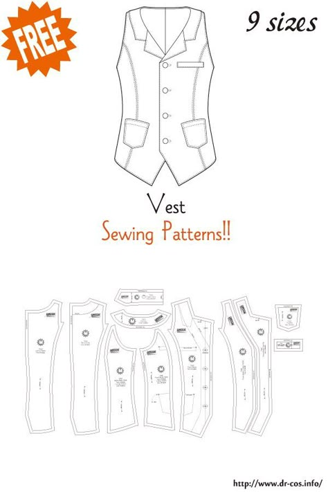 This is the pattern of Vest. inch size(letter size) Children's-4,8,10/Ladies'-S,M,L,LL/Men's-L,LL cm size(A4 size) Children's-100,120,140/Ladies'-S,M,L,LL/Men's-L,LL Added the number of fabric meters required for each size Vest Pattern Men, Sewing Patterns Free Men, How To Sew A Vest, Free Vest Sewing Pattern, Free Vest Patterns For Women Sewing, Free Printable Vest Pattern, How To Make A Vest, Suit Patterns Men's, Suit Vest Pattern