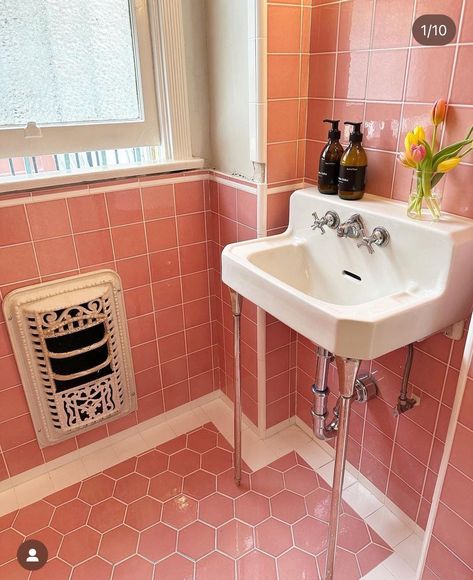 Home / X Pink Bathroom Tiles Color Schemes, Fun Bathroom Floor, Old Pink Tile Bathroom Ideas, Bathroom Tile Color Schemes, Pink Tile Bathroom Ideas, Bathroom Vintage Style, Pink Tile Bathroom, 1950s Bathroom, Tile Bathroom Ideas