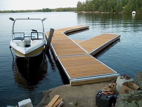 Dock Lake Docks Designs, Floating Dock Plans, Floating Boat Docks, Floating Docks, Lake Dock, Lakefront Living, Lakefront Property, Floating Dock, Design Building