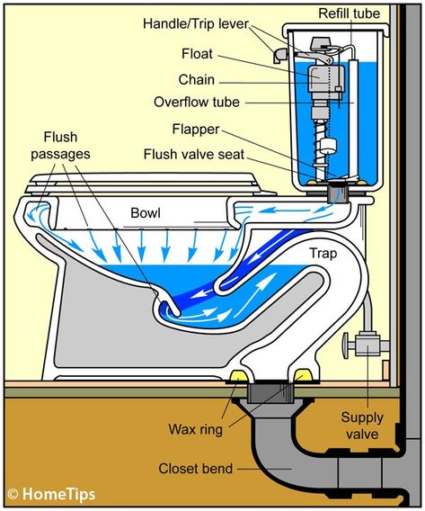 How a Toilet Works & Toilet Plumbing Diagrams Toilet Plumbing Diagram, House Drainage System, Toilet Plumbing, Plumbing Diagram, Clogged Toilet, Toilet Repair, Coastal Dining, Plumbing Drains, Plumbing Installation