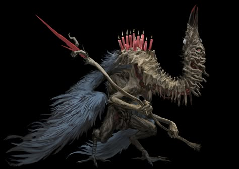 ArtStation - AI Bird Bird Monster, Boss Monster, Skull Monster, Bird Masks, Fantasy Beasts, 다크 판타지, Monster Concept Art, Bird Skull, Bloodborne