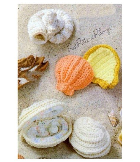 Vintage Crochet Sea Shell Seashells Patterns PDF Instant | Etsy Crochet Sea Shell, Realistic Amigurumi, Pearl Crochet, Crochet Sea Creatures, Octopus Crochet Pattern, Seashells Patterns, Beach Shells, 4 Ply Yarn, Vintage Crochet Pattern