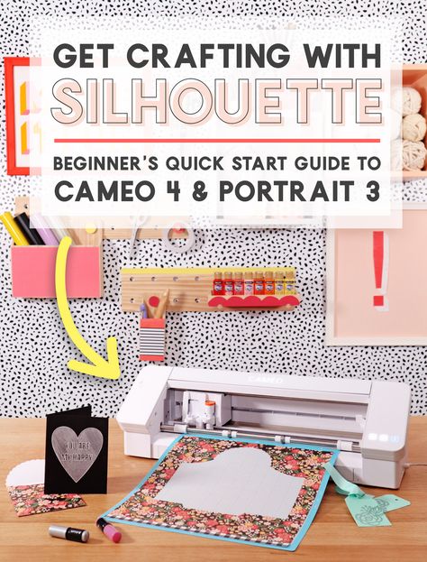 Learn everything you need to know to get crafting with your Silhouette Cameo 4 or Portrait 3. Silhouette Portrait Tutorials, Silhouette Portrait Projects, Silhouette Cameo Beginner, Silhouette Cameo Projects Vinyl, Silhouette Cameo 4, Silhouette Cameo Crafts, Cricut Cuttlebug, Silhouette Curio, Silhouette Cameo Tutorials