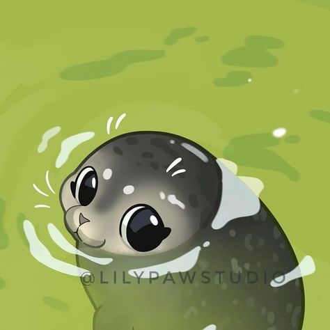 Cute Snow Leopard Drawing, Seal Pixel Art, Seal Drawing, Snow Leopard Drawing, Seal Cartoon, Leopard Drawing, Ok Ko Cartoon Network, How I Wish, Cute Seals