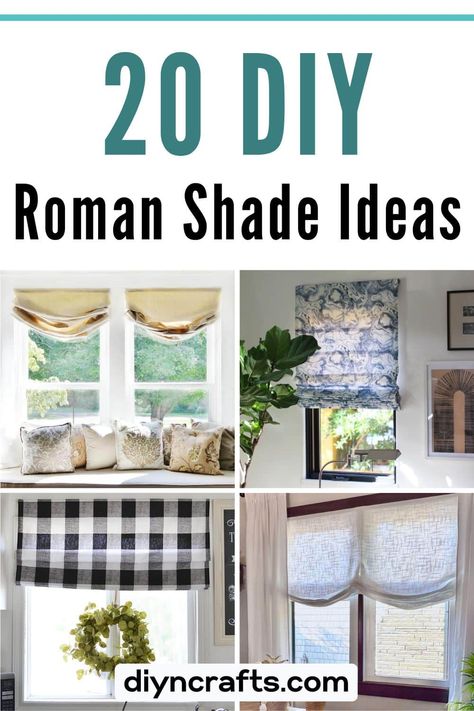 20 DIY Roman Shade Projects Roman Shades Diy How To Make, Faux Roman Shades Kitchen, Diy Tie Up Shade, Neutral Roman Shades, Diy Fabric Blinds, Diy Faux Roman Shade Valance, How To Make Roman Shades, Diy Roman Shades No Sew, Roman Shade Ideas