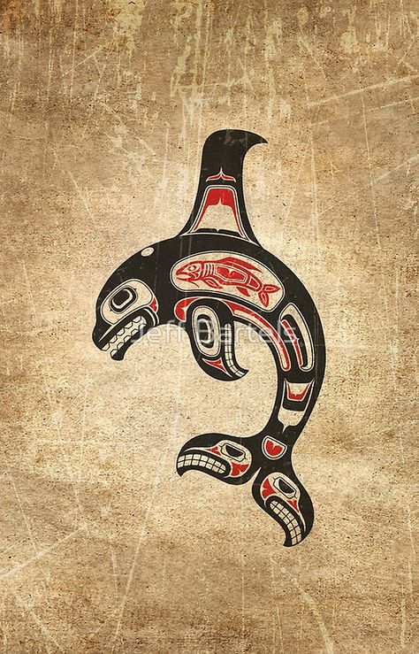 Red and Black Haida Spirit Killer Whale Haida Orca Tattoo, Tatouage Haida, Whale Totem, Killer Whale Tattoo, Haida Art Pacific Northwest, Haida Tattoo, Indigenous Whale Art, Arte Haida, Orca Art