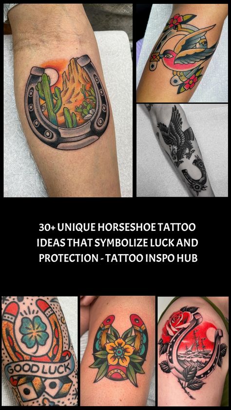 A horseshoe tattoo is a classic symbol of good luck and protection. People have long believed that a horseshoe can ward off bad luck and bring good fortune. Horse Shoe Tattoo For Men, Good Luck Horseshoe Tattoo, Horse Shoe Tattoo Design, American Traditional Horseshoe Tattoo, Traditional Horseshoe Tattoo, Septum Tattoo, Horseshoe Tattoo, Barcode Tattoo, Protection Tattoo