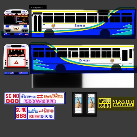 Tsrtc Bus Skin Livery, Tsrtc Bus Skins, Rtc Bus Skin, Tsrtc Bus Livery Download, Bus Livery Ksrtc, Private Bus Livery, Lightning Letters, School Bus Games, Bus Livery