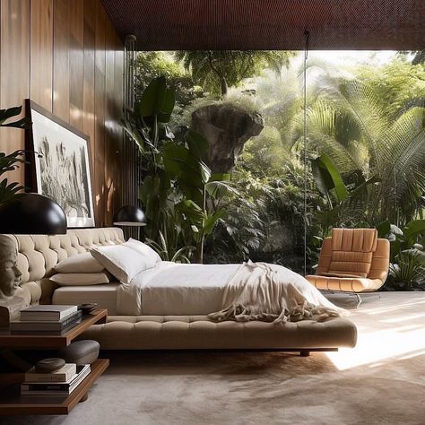 Transform your surroundings into a sanctuary of sustainability with our eco-friendly architectural solutions. @reverse.orientalism Follow @breckandfox for more. Layout Villa, Luxurious Guest Bedroom, Office Guest Bedroom, Japandi Interiors, Japandi Home, Bedroom Nook, Tropical Bedrooms, Luxury House Designs, Guest Bedrooms