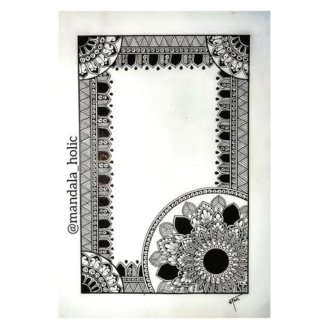 Mandala border design Indian Art Border Design, Page Borders Design Mandala, Mandala Frame Design, Border Mandala Art, Mandala Art Frame Design, Mandala Cover Page For Project, Mandala Art For Project Front Page, Mandala Border Design Simple, Mandala Art Corner Design