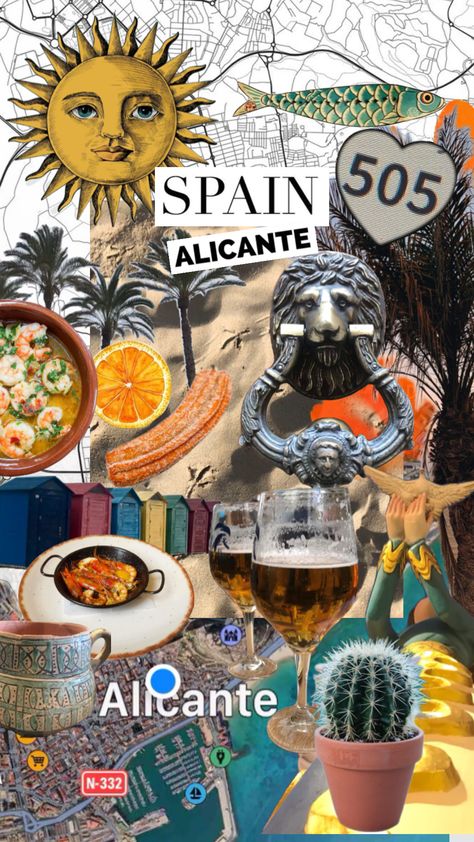 Moodboard of Alicante, Spain, ‘24 January #articmonkeys #alicante #spainaesthetic #spaintravel #spain #travelcollage #travel #travelmoodboard #athstetic #moodoard Alicante Spain, Alicante, Spain, Collage, Travel