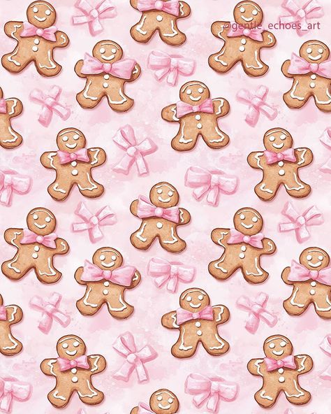 🎄Pink Holiday Season🎀 Gingerbread Magic✨🫚 I adore gingerbread men—their friendly smiles and all the wonderful memories and fairytales they bring to mind. For this upcoming holiday season, I hope you’ll invite these delightful cookies back into your home with this charming design. Inspired by the traditional gingerbread man, I’ve added a touch of pink and a feminine flair, making this classic pattern even sweeter and more stylish. 🪄✨Use it to brighten up your holiday table, or incorporate it i... Pink Gingerbread Wallpaper, Christmas Mood Aesthetic, Pink Gingerbread Christmas Decor, Gingerbread Man Ideas, Gingerbread Background, Gingerbread Aesthetic, Pink Christmas Background, Gingerbread Designs, Monthly Wallpapers