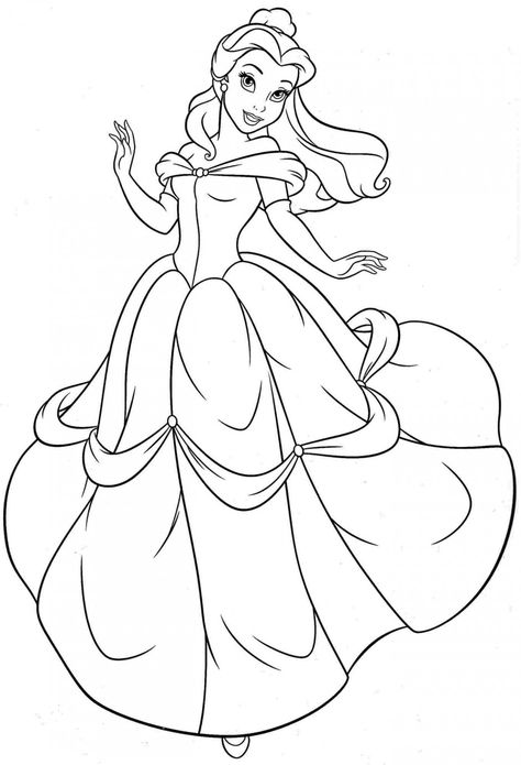 Belle Princess Coloring Pages Belle Drawing, Tinkerbell Coloring Pages, Princess Coloring Sheets, Belle Coloring Pages, Disney Princess Colors, Walt Disney Characters, Disney Princess Coloring Pages, Disney Belle, Disney Princess Belle