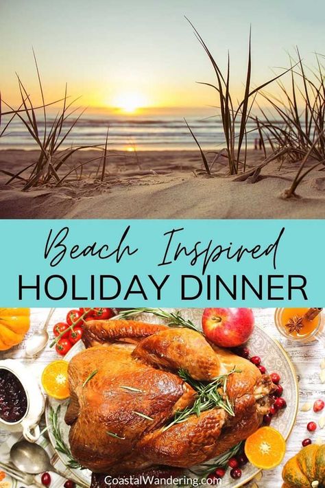 Thanksgiving At The Beach Ideas, Beach Thanksgiving Decor, Tropical Christmas Dinner, Beachy Thanksgiving, Florida Christmas Decorations, Thanksgiving At The Beach, Themed Thanksgiving Dinner, Florida Thanksgiving, Tropical Thanksgiving