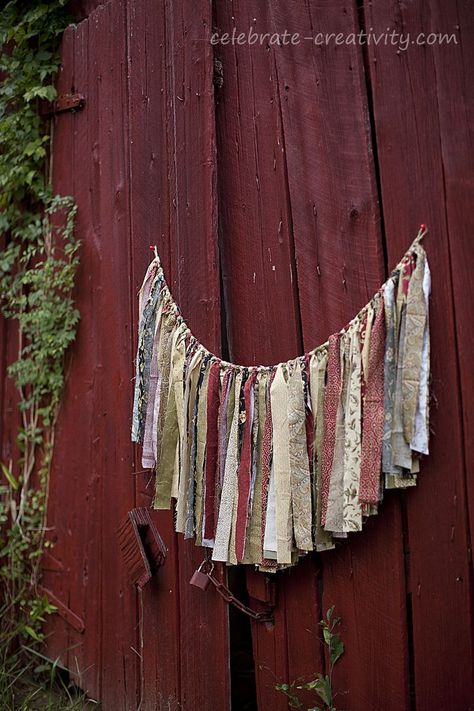 Fabric Strips Projects, Fabric Strip Banner, Fabric Strip Garland, Pinterest Christmas Crafts, Using Fabric Scraps, Buffalo Check Christmas Decor, Decorative Garland, Buffalo Plaid Christmas Decor, Rag Garland