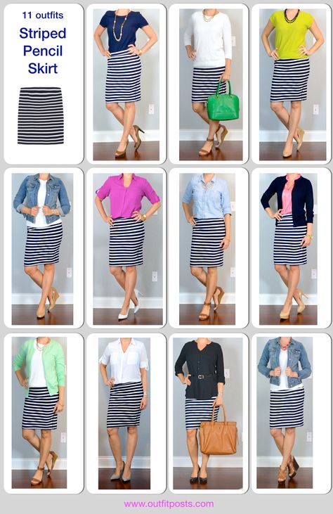 Striped Skirt Outfit, Outfit Closet, Striped Pencil Skirt, Skirt Ideas, Striped Skirt Pencil, Lularoe Outfits, Year In Review, Cassie Skirt, Striped Skirt