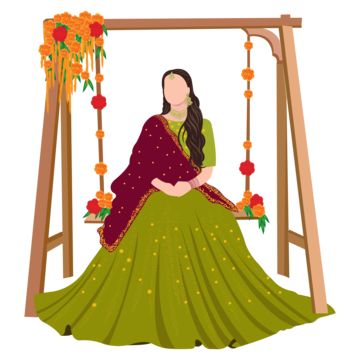 Mehendi Caricature Bride, Mehendi Bride Illustration, Haldi Groom Illustration, Mehndi Bride Illustration, Hindu Wedding Couple Cartoon, Mehendi Invitation Card Background, Marry Couple, Groom Kurta, Indian Wedding Mehendi