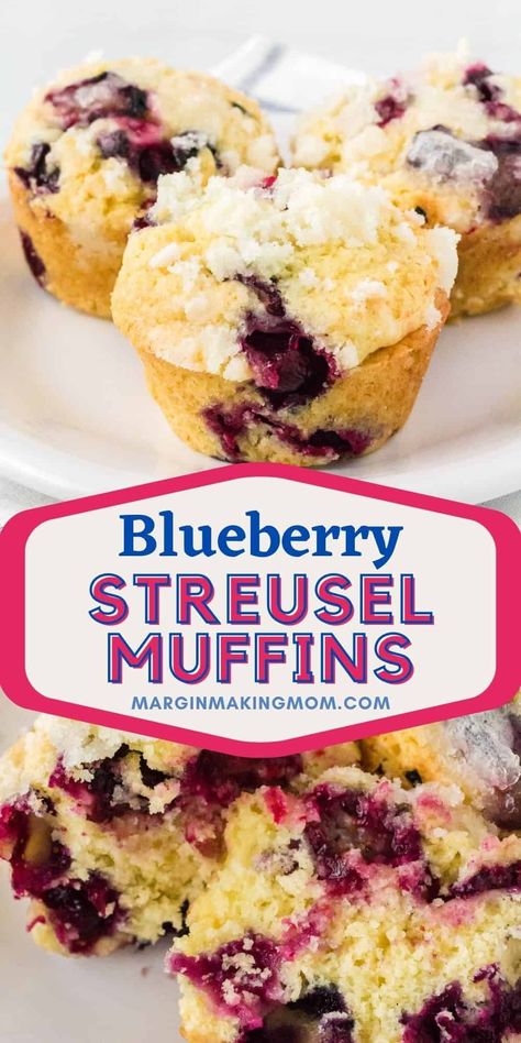 These blueberry streusel muffins are to die for! The batter is made with sour cream for an extra-tender crumb, and they're chock full of sweet blueberries. So easy to make, and everyone loves them! Blueberry Streusel Muffins, Blueberry Streusel, Homemade Blueberry Muffins, Best Blueberry Muffins, Moist Muffins, Streusel Muffins, Muffin Streusel, Dessert Aux Fruits, Muffin Recipes Blueberry