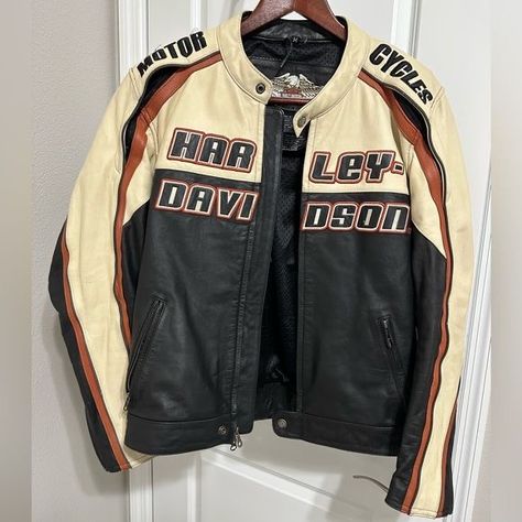 Vintage Racing Jacket, Harley Davidson Leather Jackets, Harley Davidson Jacket, Jacket Beige, Beige And Black, Lookbook Outfits, Dream Clothes, Looks Vintage, Retro Outfits