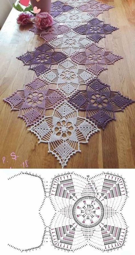 Háčkované Lemy, Crochet Tablecloth Pattern, Diy Crafts Crochet, Free Crochet Doily Patterns, Crochet Doily Diagram, Crochet Table Runner Pattern, Crochet Dollies, Crochet Motif Patterns, Crochet Table