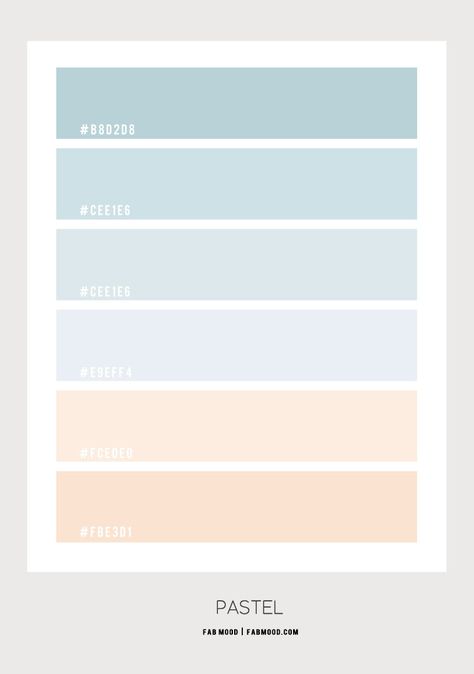 Light Colour Pallete, Soft Pastels Color Palette, Pastel Palette Colour Schemes, Blue Pallete Pastel, Light Pastel Color Palette, Cape Cod Color Palette, Pastel Blue Colour Palette, Pastel Colours Palette, Colour Palette Pantone