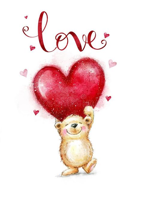 Valentine Drawing, Valentine Heart Card, Valentines Day Drawing, Love Bears All Things, Holiday Graphics, Preschool Valentines, Cute Teddy Bear, Heart Illustration, Heart Valentines