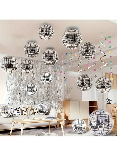 32pcs, Silvery Disco Ball Balloons, Metallic Disco Mirror Balloon, 70s 80s Disco Dance Party Decor, Scene Decor, Room Decor, Birthday Party Supplies, New Year Party Decoration, Wedding Decoration,ChristmasI discovered amazing products on SHEIN.com, come check them out! Dance Party Decor, Disco Ball Balloons, Ball Balloons, Disco Dance Party, New Year Party Decoration, 80s Dance, Disco Mirror, Decor Birthday Party, 80s Disco