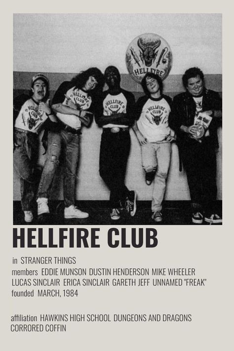 Hellfire Club Wallpaper, Friendship Polaroid, Stranger Things Wall, Think Poster, Stranger Things Tv Series, Club Wallpaper, Stranger Things Print, Grunge Posters, Hellfire Club