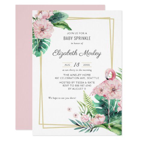 Botanical Pink Flamingo Floral Baby Sprinkle Invitation Floral Graduation Party, Flamingo Invitation, Bridal Luncheon Invitations, Flamingo Baby Shower, Blush Pink Flowers, Baby Sprinkle Invitations, Bridal Brunch Invitations, Sprinkle Invitations, Sweet Sixteen Invitations