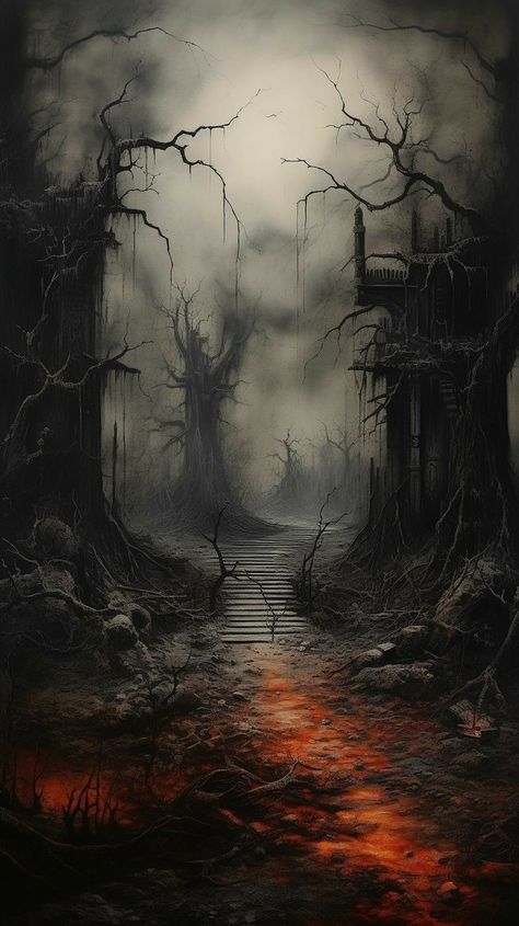 Dark Corridor, Creepy Forest, Dead Forest, Forest Drawing, Dark Art Photography, Dark Landscape, The Road Less Traveled, رعب نفسي, Road Less Traveled